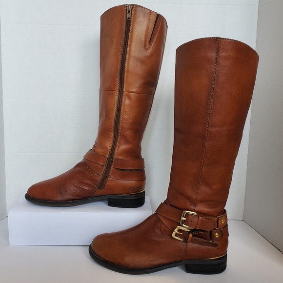 Steve Madden Avilla Brown Leather Riding Boots - Picture 2 of 15